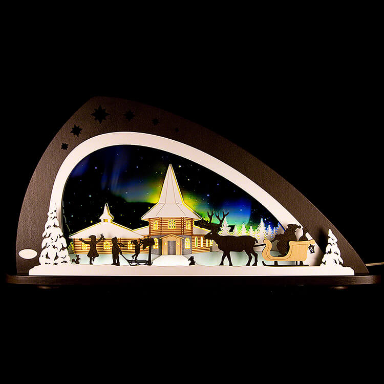 Schwibbogen „Weihnachten unterm Polarlicht“ (66×33,8 cm) von Weigla  Holzkunst